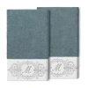 Linum Home Textiles Monica Silver Embellished 2-pc. Bath Towel Set In Blue
