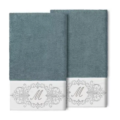 Linum Home Textiles Monica Silver Embellished 2-pc. Bath Towel Set In Blue
