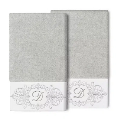 Linum Home Textiles Monica Silver Embellished 2-pc. Bath Towel Set In Gray