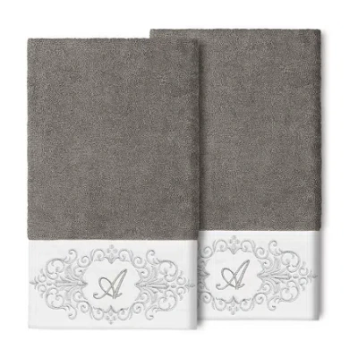 Linum Home Textiles Monica Silver Embellished 2-pc. Bath Towel Set In Gray
