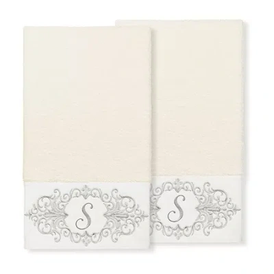Linum Home Textiles Monica Silver Embellished 2-pc. Bath Towel Set In White