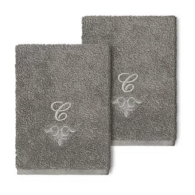 Linum Home Textiles Monica Silver Embellished 2-pc. Embellished Washcloth In Gray