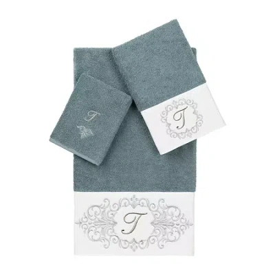 Linum Home Textiles Monica Silver Embellished 3-pc. Bath Towel Set In Blue