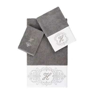 Linum Home Textiles Monica Silver Embellished 3-pc. Bath Towel Set In Gray