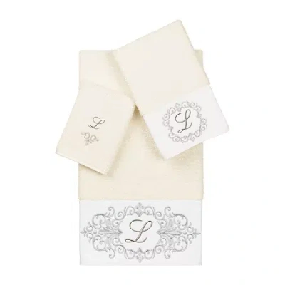 Linum Home Textiles Monica Silver Embellished 3-pc. Bath Towel Set In White