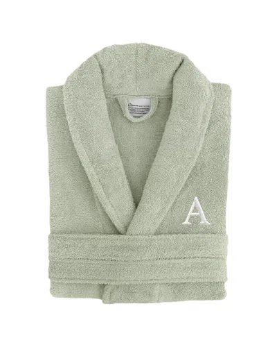 Linum Home Textiles Monogram Terry Bathrobe (a-z) In Large/xl In Green