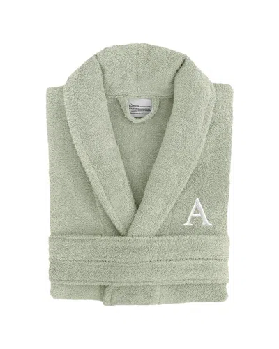 Linum Home Textiles Monogram Terry Bathrobe (a-z) In Small/medium In Green