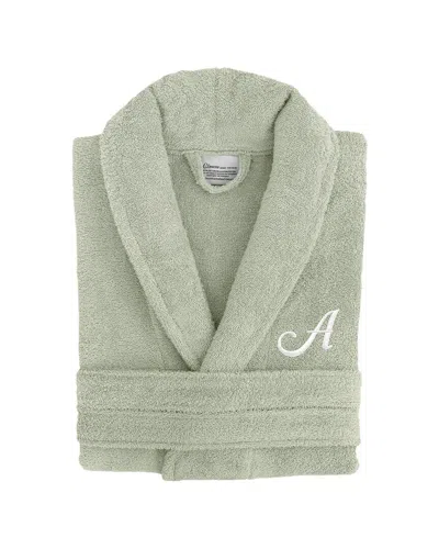 Linum Home Textiles Monogram Terry Bathrobe (a-z Linum Font) In Small/medium In Green