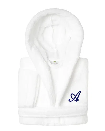 Linum Home Textiles Monogram Terry Bathrobe (a-z Linum Font) In Large/xl In White