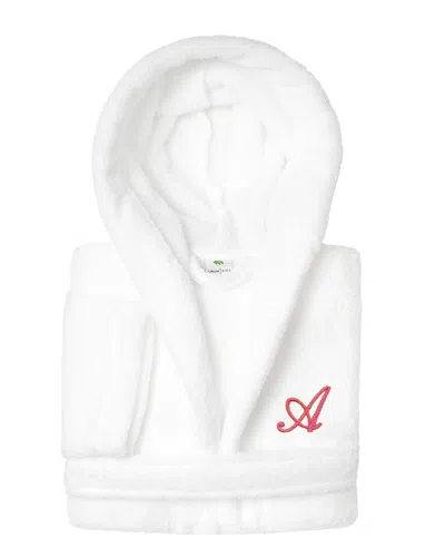 Linum Home Textiles Monogram Terry Bathrobe (a-z Linum Font) In Small/medium In White