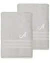 Linum Home Textiles Monogram Turkish Cotton 2pc Denzi Bath Sheet Set (a-z) In Grey
