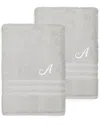 Linum Home Textiles Monogram Turkish Cotton 2pc Denzi Bath Towel Set (a-z) In Grey
