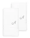 Linum Home Textiles Monogram Turkish Cotton 2pc Denzi Hand Towel Set (a-z) In White