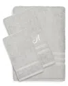 Linum Home Textiles Monogram Turkish Cotton 3pc Denzi Towel Set (a-z) In Grey