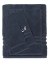 Linum Home Textiles Monogram Turkish Cotton 4pc Denzi Towel Set (a-z) In Blue