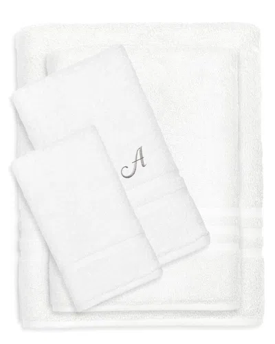 Linum Home Textiles Monogram Turkish Cotton 4pc Denzi Towel Set (a-z) In White