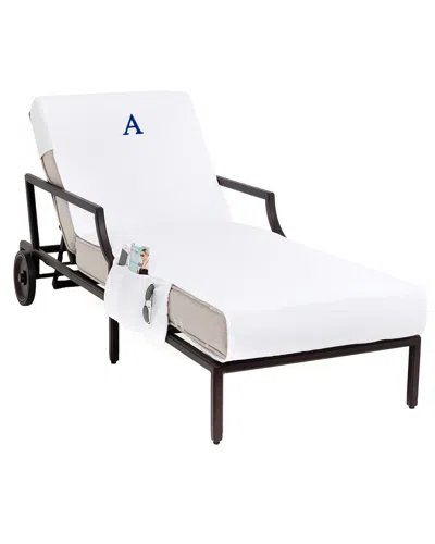 LINUM HOME TEXTILES LINUM HOME TEXTILES MONOGRAMMED CHAISE LOUNGE COVER WITH POCKETS, (A-Z)