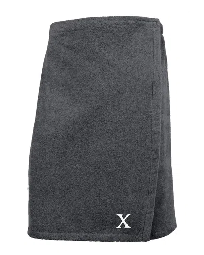 Linum Home Textiles Monogrammed Men's Terry Body Wrap In Grey