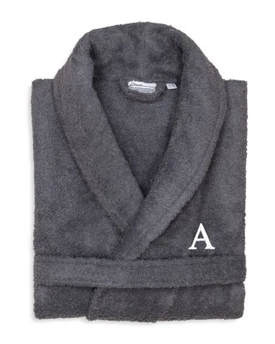 Linum Home Textiles Monogrammed Unisex Small/medium Terry Bathrobe In Black