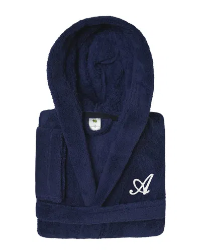 Linum Home Textiles Monogrammed Unisex Small/medium Waffle Bathrobe In Blue