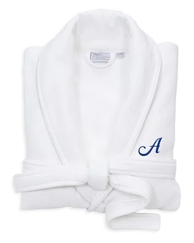 Linum Home Textiles Monogrammed Waffle Small/medium Terry Bathrobe In White