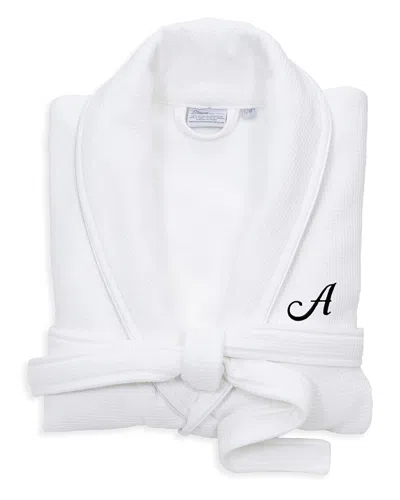 Linum Home Textiles Monogrammed Waffle Small/medium Terry Bathrobe In White