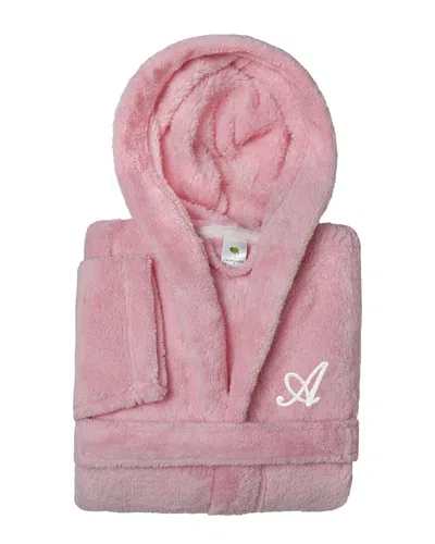 Linum Home Textiles Monogrammed Waffle Small/medium Terry Bathrobe, (a-z) In Pink