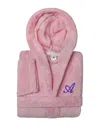 Linum Home Textiles Monogrammed Waffle Small/medium Terry Bathrobe In Pink