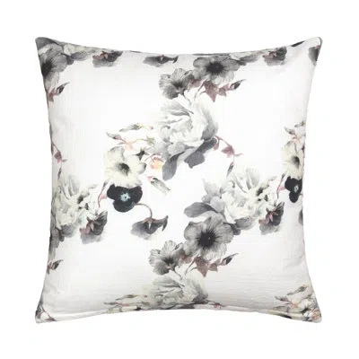 Linum Home Textiles Morning Glories Decorative Floral Square Cotton Pillow Cover In Gray