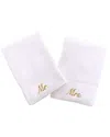Linum Home Textiles Mr. And Mrs. 2pc Hand Towel Set In White