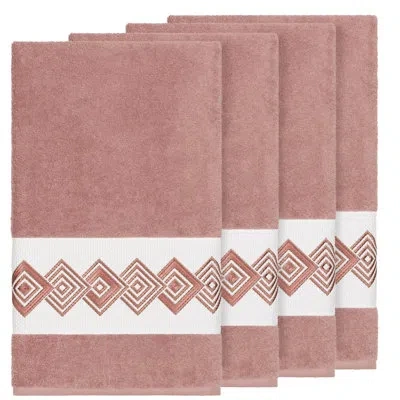Linum Home Textiles Noah 4 Piece Turkish Cotton Bath Towel Set In Tea Rose