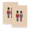 Linum Home Textiles Set Of 2 Christmas Nutcrackers Embroidered Luxury Turkish Cotton Hand Towels In Neutral