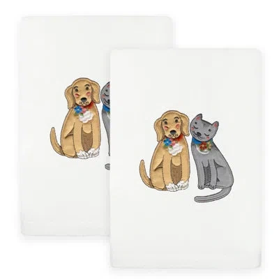 Linum Home Textiles Ozkan Spring Dog & Cat Turkish Cotton Hand Towel In White