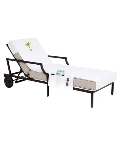 Linum Home Textiles Palm Tree Embroidered Chaise Lounge Cover With Pockets