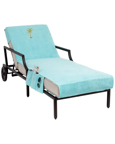Linum Home Textiles Palm Tree Embroidered Chaise Lounge Cover With Pockets