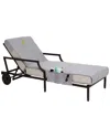 Linum Home Textiles Palm Tree Embroidered Chaise Lounge Cover With Pockets