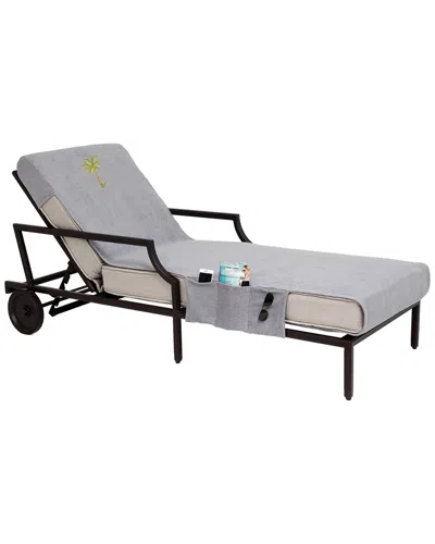Linum Home Textiles Palm Tree Embroidered Chaise Lounge Cover With Pockets