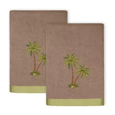 Linum Home Textiles Palmera 2-pc. Embellished Bath Towel In Brown