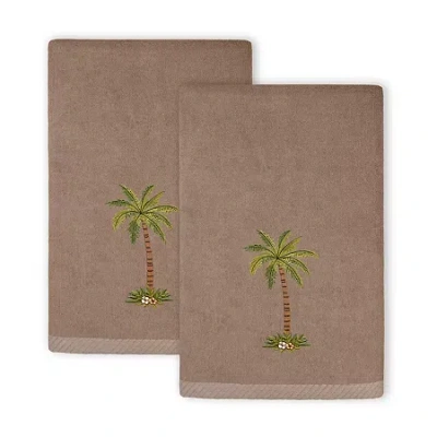 Linum Home Textiles Palmera 2-pc. Embellished Fingertip Towel In Brown