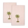 Linum Home Textiles Palmera 2pc Embellished Turkish Cotton Fingertip Towel Set In Pink