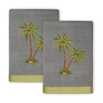 Linum Home Textiles Palmera 2-pc. Embellished Hand Towel In Gray