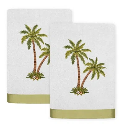 Linum Home Textiles Palmera 2 Piece Turkish Cotton Hand Towel Set In Silver