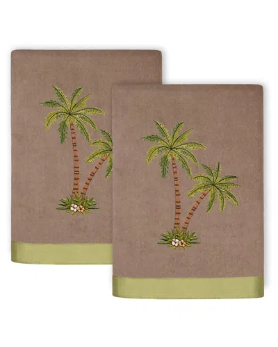 Linum Home Textiles Palmera 2pc Embellished Turkish Cotton Hand Towel Set