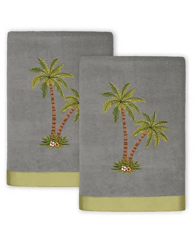 Linum Home Textiles Palmera 2pc Embellished Turkish Cotton Hand Towel Set