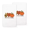 Linum Home Textiles Peace Love Pumpkin Embroidered 2-pc. Hand Towel In White
