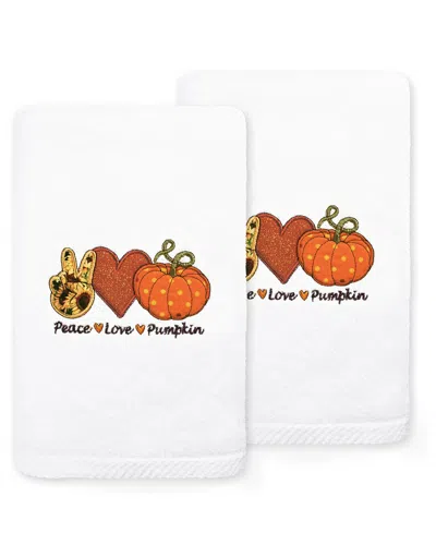 Linum Home Textiles Peace_love_pumpkin Turkish Cotton Hand Towel In White