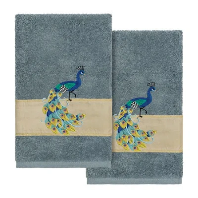 Linum Home Textiles Penelope 2-pc. Embellished Hand Towel In Blue