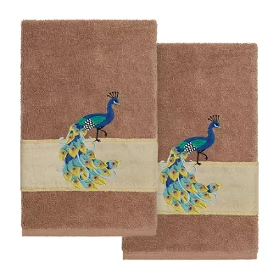 Linum Home Textiles Penelope 2-pc. Embellished Hand Towel In Brown