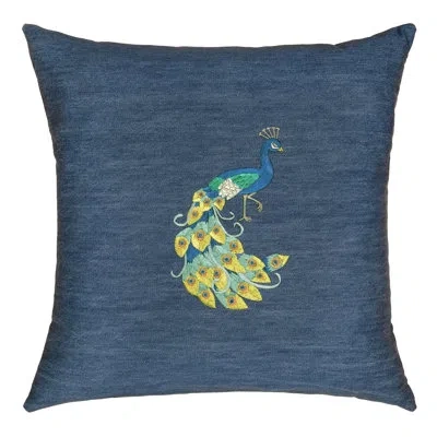 Linum Home Textiles Penelope Pillow Cover Decorative Square Cotton Pillow Cover In Denim Blue