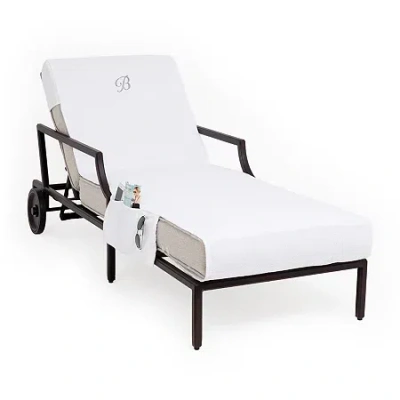 Linum Home Textiles Personalized Chaise Lounge Cover With Side Pocket Chair Protector In White